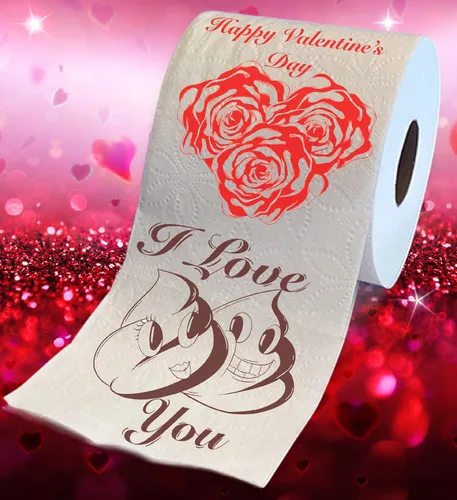 Miniatura 2 de Printed TP Papel higiénico impreso con texto en inglés "Happy Valentine" - Rollo de papel higiénico para San Valentín, decoración de baño, regalo