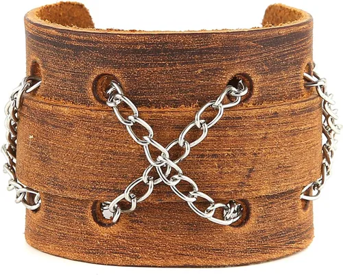 Miniatura 8 de HZMAN Pulseras de cuero marrón Pulsera de cuero para hombre Pulsera ajustable Pulsera de regalo de joyería