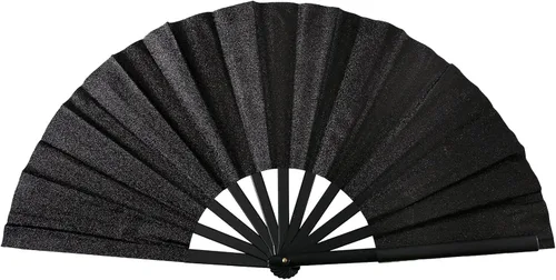 Miniatura 9 de QCWN Abanicos grandes plegables de mano para raves, discoteca, fiesta, decoración del hogar, trajes de arco iris para mujeres y accesorios de Plata