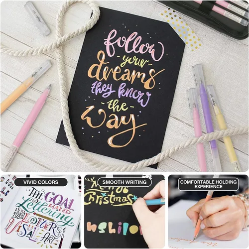 Miniatura 4 de ZSCM Bolígrafos de gel acrílico 3D de 48 colores y cuaderno de bocetos de papel negro para dibujo, bolígrafo de tinta acrílica de punta fina