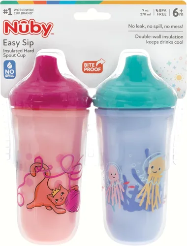 Miniatura 6 de Nuby No-Spill Insulated Hard Spout 9 oz Cup, Colors/Prints May Vary,2 Count (Pack of 1)