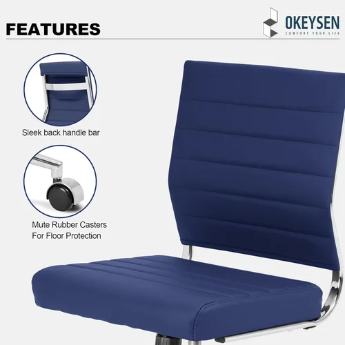 Miniatura 6 de Okeysen Silla de escritorio de oficina sin brazos, Silla giratoria ergonómica de sala de conferencias con respaldo medio, altura ajustable, silla