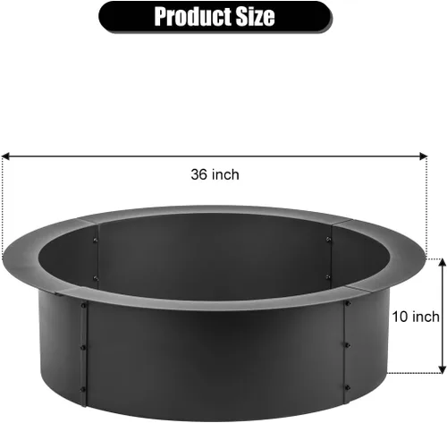 Miniatura 7 de OutVue Anillo para hoguera de 36 pulgadas, anillo para fogata para campamento, hoguera de leña para exteriores, patio, jardín, chimenea al aire libre