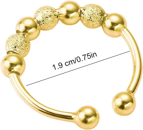 Miniatura 6 de Anillos de boda estéticos para mujeres, adolescentes, niñas, 3 piezas y cuentas en espiral, giro de una sola vuelta, anti estrés, anillos apilables