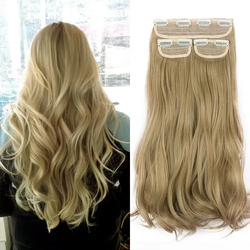 Miniatura 16 de Extensiones de cabello con pinzas, balayage, color marrón oscuro medio a rubio ceniza pálido, juego de 3 piezas, 16 pulgadas, 5.23 onzas, invisible