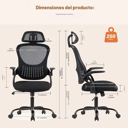 Miniatura 2 de Sweetcrispy Silla de escritorio para computadora de oficina, ergonómica, con respaldo alto, de malla, con ruedas y reposacabezas ajustables, cómodo