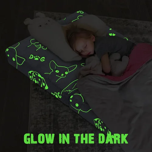 Miniatura 5 de MeMoreCool Colchón de Piso Plegable con Perro que Brilla en la Oscuridad para Niños, Tapete de Siesta Triple para Niños Pequeños, Futón Portátil
