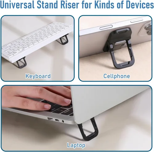 Miniatura 7 de Bewudy 2 soportes portátiles para teclado, ajuste de ángulo de inclinación doble, elevador plegable para laptop, pies autoadhesivos para la mayoría