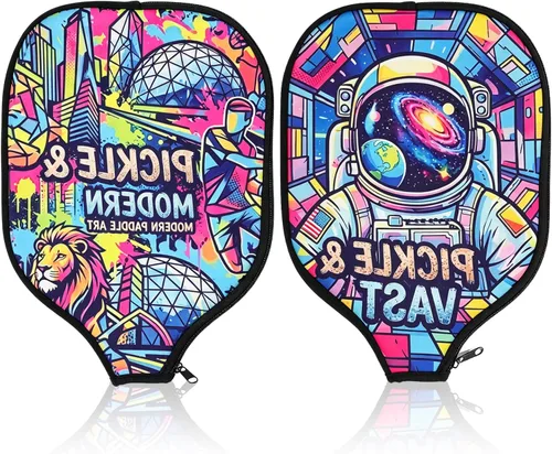 Miniatura 8 de 2 PCS Pickleball Paddle Covers, Durable Neoprene Universal 8.26 x 11.8Inch Zippered Racket Sleeve Storage Bag, Fits USAPA Standard Pickleball Negro