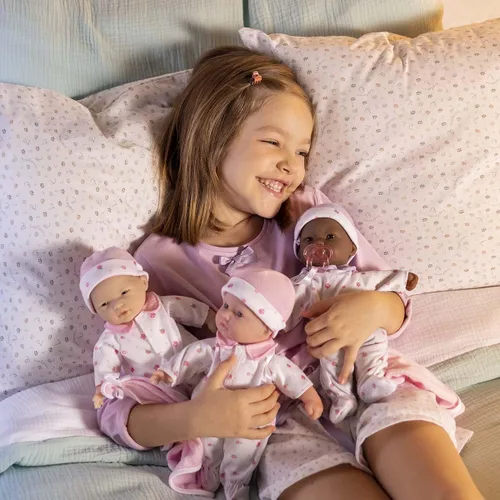 Miniatura 3 de La Baby - Muñeca Caucásica de bebé de cuerpo suave pequeño de 11 pulgadas JC Toys - La Baby Lavable Traje floral blanco y rosa extraíble
