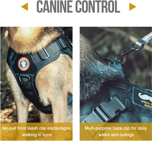 Miniatura 7 de OneTigris - Arnés táctico con mango para perro, arnés para perros grandes, chaleco de perro de servicio sin tirones con paneles de gancho y bucle
