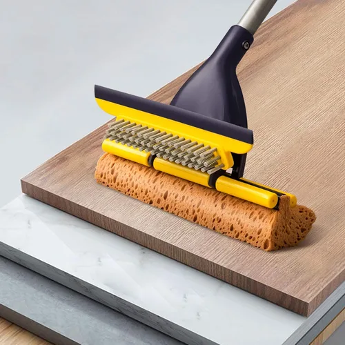 Miniatura 7 de Yocada Esponja de limpieza para uso comercial en el hogar, para uso comercial, para baño, garaje, con escobilla de goma y mango largo telescópico