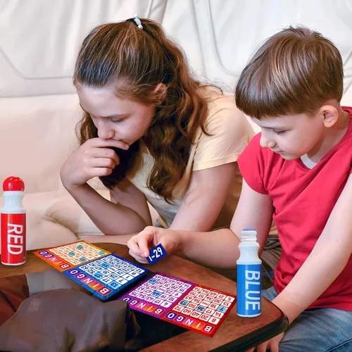 Miniatura 5 de Juego de bingo EXTRIC, juego de bingo para adultos y niños, set de bingo incluye rotuladores de bingo, tarjetas de bingo y números para llamar.