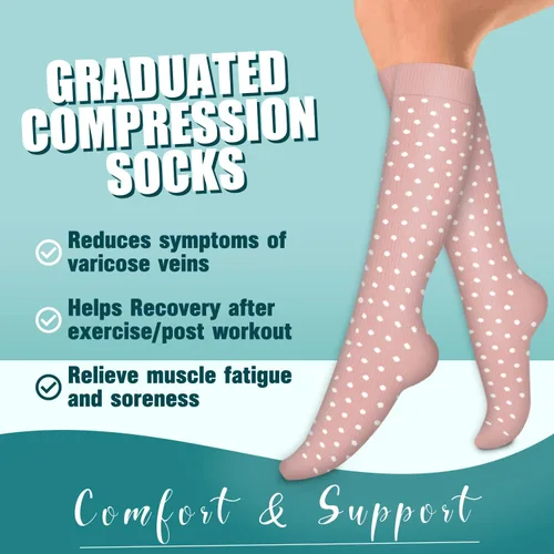 Miniatura 35 de Laite Hebe 4 pares de calcetines de compresión para mujeres y hombres, el mejor apoyo para enfermeras, correr, atletismo