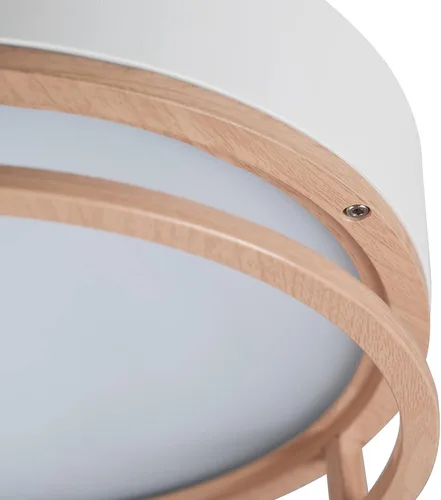Miniatura 5 de GLOBE Electric 66000038 18.5W Lámpara de techo empotrable LED integrada para interior y exterior, blanco mate, acento en tono madera, mejoras