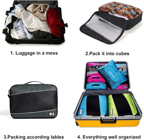 Miniatura 5 de Cubos de embalaje para bolsas de equipaje, accesorios de viaje duraderos con etiqueta de ropa