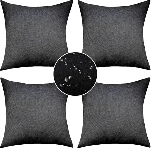 Miniatura 14 de Demetex Fundas de almohada de exterior de 16 x 16 pulgadas, impermeables, fundas de almohada decorativas de lino para sala de estar, balcón, jardín