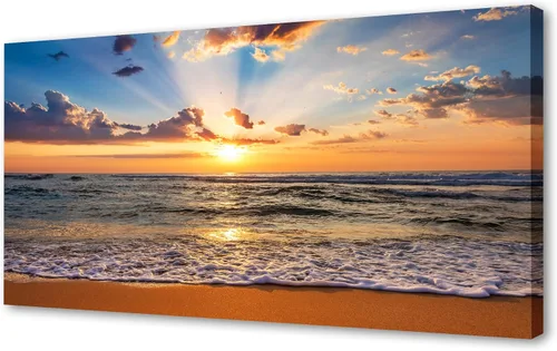 Miniatura 11 de Muolunna BK05850 - Lienzo decorativo para pared, diseño de océano azul, puesta de sol, 1 panel, olas de mar, pintura de paisaje, obra de arte