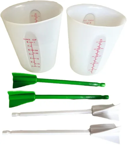 Miniatura 5 de W Wellshine Kit de herramientas de tazas medidoras de resina de silicona, tazas medidoras para resina epoxi, 4 palas mezcladoras de resina, Blanco