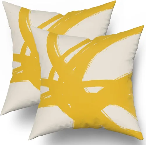 Miniatura 11 de Juego de 2 fundas de almohada de línea de arte abstracto negro y marrón de 16 x 16 pulgadas, juego de 2 fundas de almohada decorativas con estampado