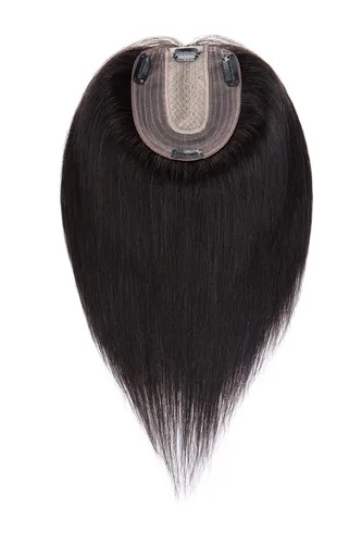 Miniatura 20 de MY-LADY Extensiones de cabello humano para mujeres, cabello natural 10 * 12CM, base de seda con encaje, densidad 130%, pasadores Remy, 6 pulgadas