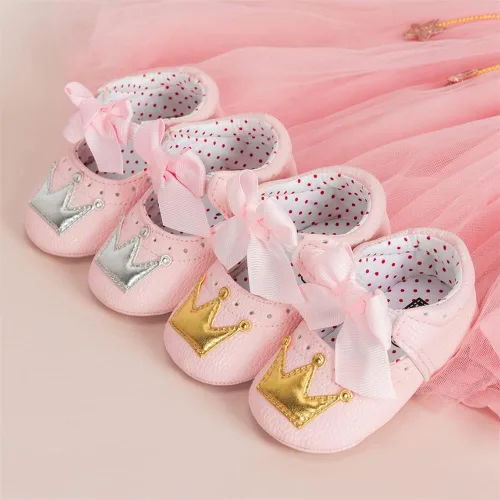 Miniatura 2 de Meckior - Zapatos para bebé con suela suave, diseño floral brillante de princesa estilo Mary Jane para bebé recién nacida, zapatos para vestido