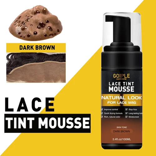 Miniatura 3 de Mousse de fusión de tinte de encaje para pelucas, tupés y postizos, juego de herramientas de acabado natural y pegamento (marrón oscuro)