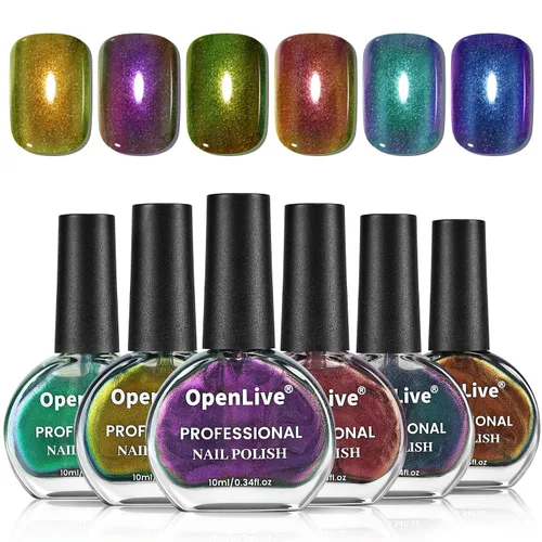 Miniatura 12 de OpenLive Juego de esmalte de uñas de gel de 10 ml, 6 colores con purpurina, rosa, rojo, rosa brillante, morado intenso, serie de esmalte de uñas