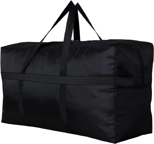 Bolsa de lona de almacenamiento extra grande para viajes, bolsa de lona de viaje gigante de gran tamaño negra