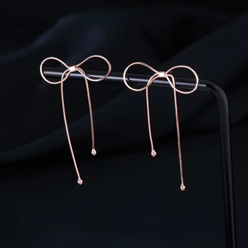 Miniatura 3 de Reffeer Solid 925 Sterling Silver Bow Drop Earrings Dangle for Women Teens Bowknot Dangle Earrings Studs