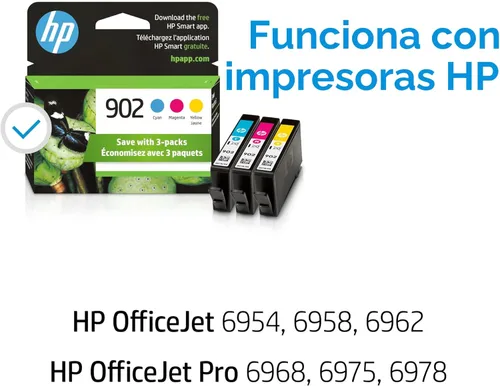 Miniatura 2 de HP 902 3 cartuchos de tinta Cian, magenta, amarillo T6L86AN, T6L90AN, T6L94AN (T0A38AN # 140) (el empaque puede variar)
