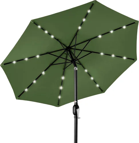 Miniatura 52 de Best Choice Products Solar Polyester LED Lighted Patio Umbrella w/Tilt Adjustment and UV-Resistant Fabric Gris niebla