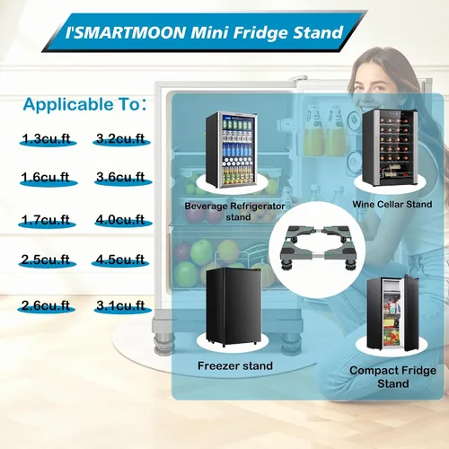 Miniatura 7 de I'SMARTMOON Soporte Mini para Nevera, Plataforma de Árbol de Navidad, Base Ajustable Elevada para Mini Refrigerador, Soporte de Pedestal, Soporte