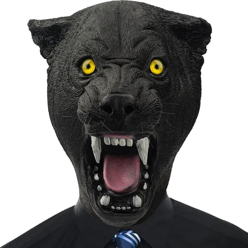 PartyHop Máscara de Pantera Negra de Látex de Leopardo Salvaje de Cabeza Completa Máscaras Realistas Disfraz para Fiesta de Halloween