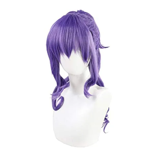 Púrpura Cosplay Rizado Alta Cola de caballo Pelo Sintético Anime Comic Exposición Halloween Cosplay Cabello COS Ombre Pelucas