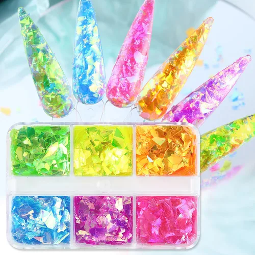 Miniatura 11 de Aurora - Polvo para arte de uñas, diseño holográfico de polvo fino para uñas, pigmento iridiscente para esmalte de uñas en gel, manicura