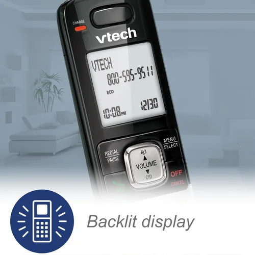 Miniatura 2 de Teléfono Vtech DECT 6.0 con identificador de llamadas / llamada en espera, plata / negro con 2 auriculares inalámbricos, Plateado 1 Auricular Plata