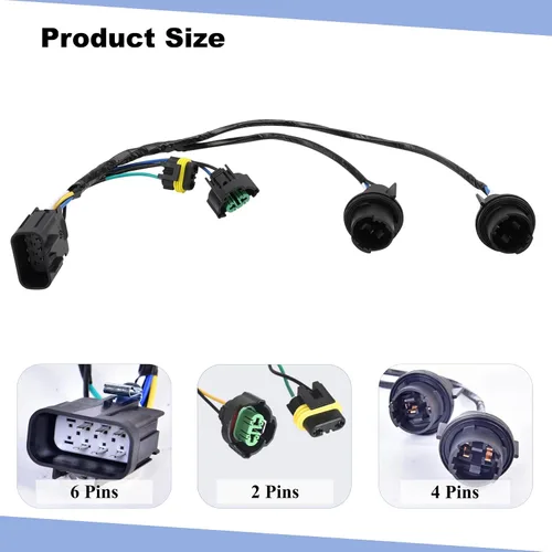 Miniatura 2 de Arnés de cableado de faros delanteros, conjunto de arnés de cables de faros delanteros compatible con Chevy Silverado 2008-2014, reemplaza 645-745