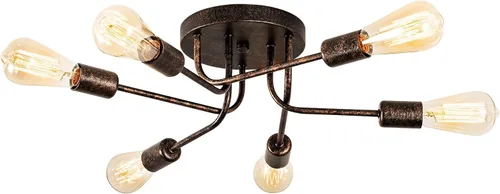 Miniatura 12 de 2 lámparas de techo industriales semiempotradas con ramificación de metal ajustable, soporte E26, pintado en negro, para cocina, sala de estar