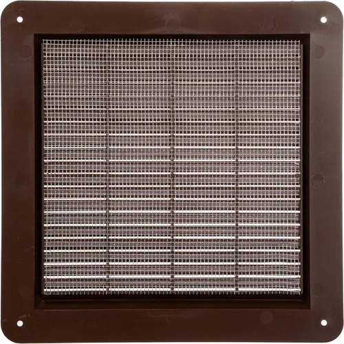 Miniatura 2 de Rejilla de ventilación cuadrada marrón, medida interior de 8 x 8 pulgadas, malla protectora y tornillos incluidos. Registro de ventilación