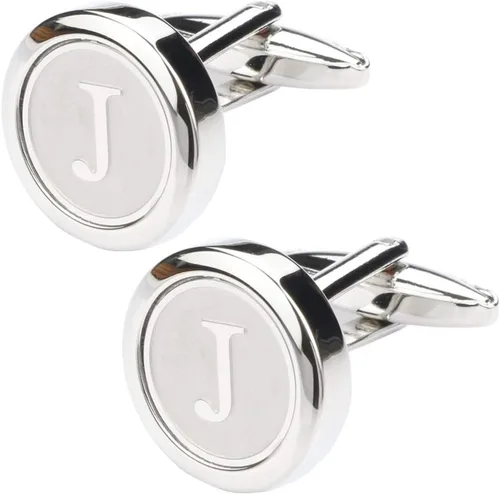 Dannyshi - Gemelos clásicos, de acero inoxidable y con las 26 letras iniciales del alfabeto de la A-Z para hombre, para negocios, bodas y camisas