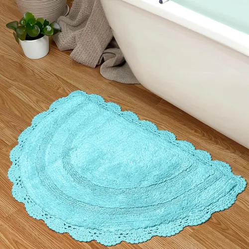Miniatura 39 de Chardin home Alfombra de baño de ganchillo beige, alfombra de baño ovalada 100% algodón con borde de ganchillo artesanal hecho a mano, alfombra