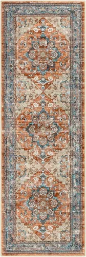 Miniatura 9 de Bsmathom Alfombra de pasillo para pasillos, antideslizante, lavable, estilo bohemio, 2 x 6 pies, alfombra de pelo bajo, alfombra vintage para Rojo