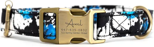 Miniatura 23 de Collar de perro personalizado con nombre y número de teléfono grabado, collar ajustable personalizado para cachorros, collar de algodón orgánico