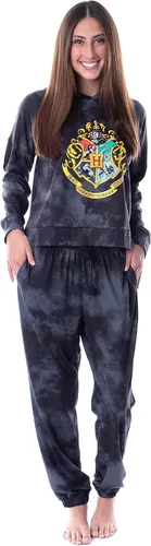 Miniatura 4 de INTIMO Harry Potter Hogwarts Crest - Conjunto deportivo con capucha para mujer, Negro