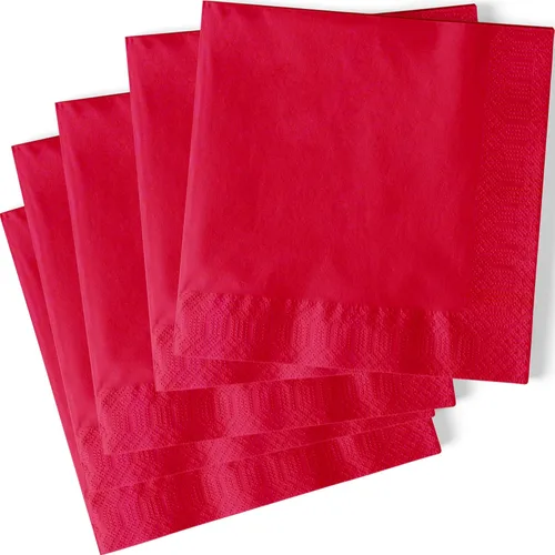 Paquete de 20 servilletas de papel en medida de 6.5 x 6.5 pulgadas, color celeste, Rojo Rubí
