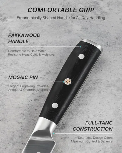 Miniatura 4 de KYOKU Samurai Series - Juego de 3 cuchillos de cocina de 6.5 pulgadas, cuchillo de deshuesar de 12 pulgadas, cuchillo de carnicero de 10 pulgadas