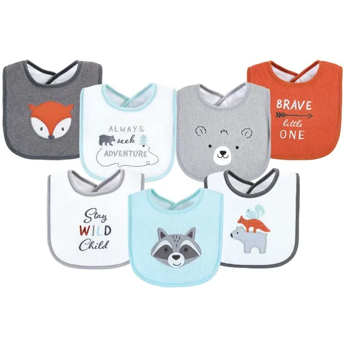Baberos Hudson Baby unisex de tela de toalla de algodón con relleno de fibra, Tamaño único Chica de vacaciones soy uno