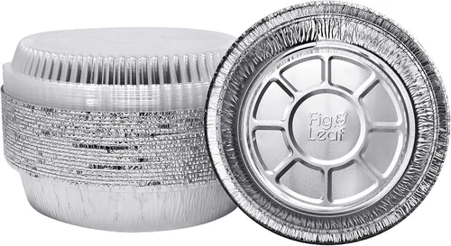 Miniatura 9 de Paquete de 40 sartenes redondas de aluminio prémium de 8 pulgadas con tapas de cúpula de plástico, lata de aluminio desechable resistente para asar
