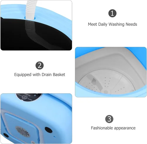 Miniatura 8 de LALAFINA Portable Mini Folding Washer Machine with Spin-dry Function for Home Dormitory Compact Lightweight Collapsible Washer with Modes for Small